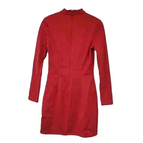 H&M Nikki Minaj Red Poly Scuba Fitted Mock Neck Long Sleeve Dress NEW - Picture 11 of 16